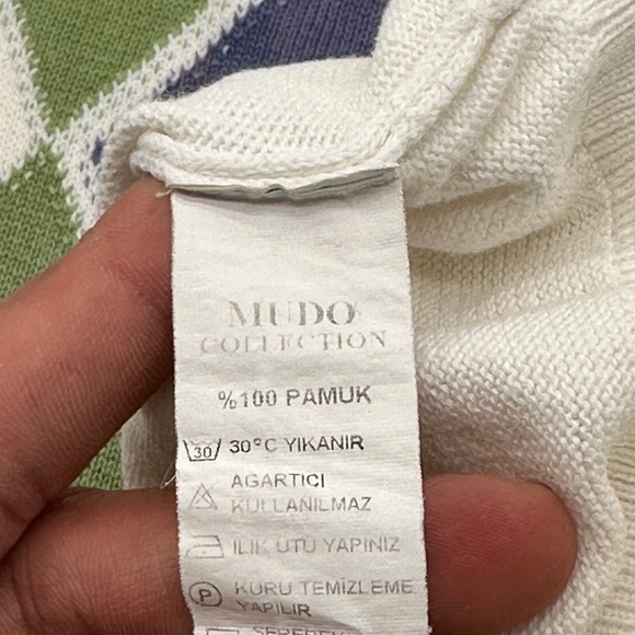 Men’s Mudo Collection 100% cotton sweater size Large Argyle - Picture 6 of 6